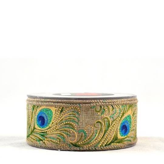 Ribbon 9mt, 43mm Peacock Feather Natural *ETA Nov
